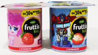 Fruttis Клубника 2 с витаминами A,D,E 110 гр*4, для детей от 3 х лет с героями HASBRO Кампина ООО